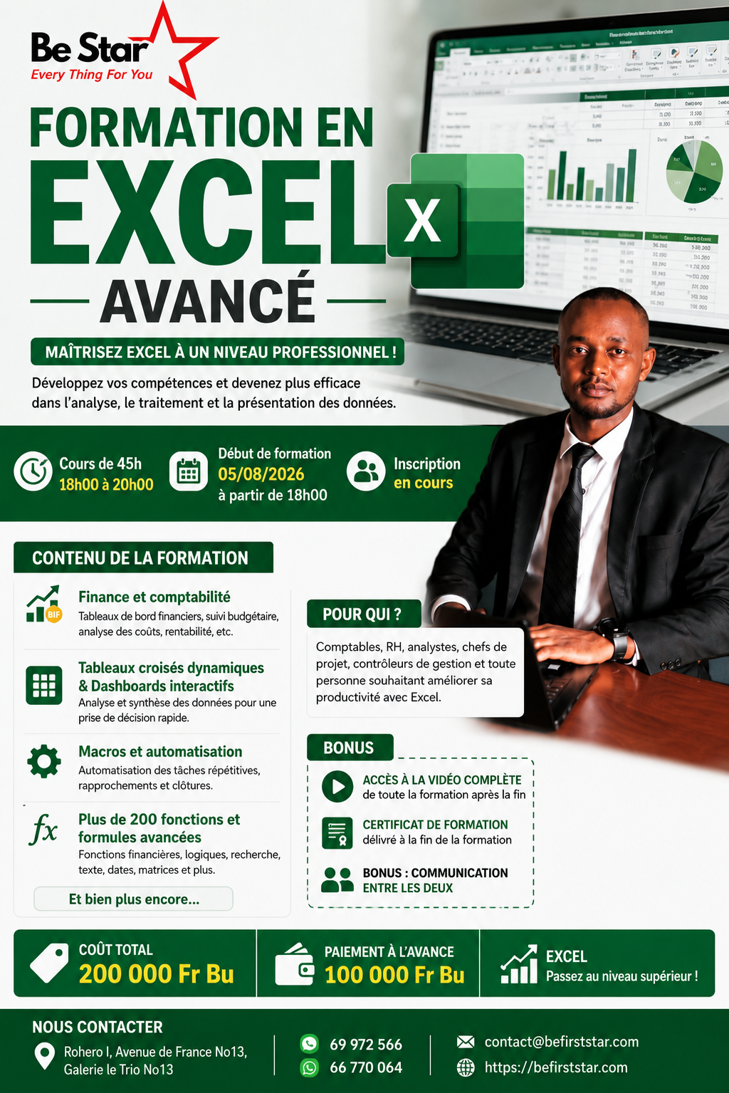 Formation Excel Avancé (45 Heures) – Inscriptions Ouvertes !